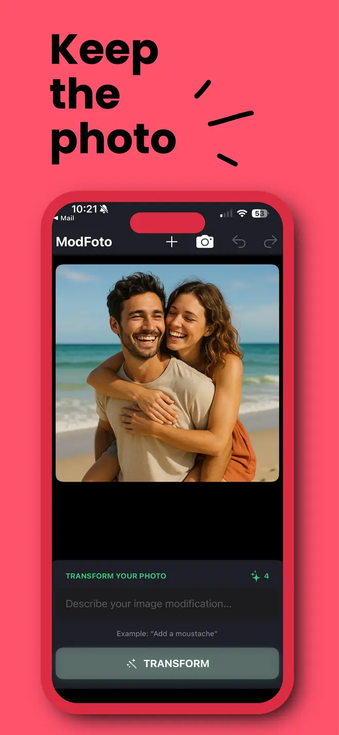 Keep the photo: a couple laughing on the beach