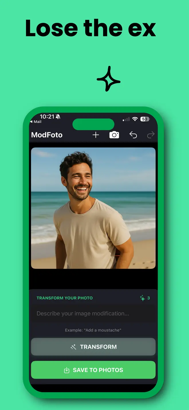 Lose the ex: the same beach photo with only the man left