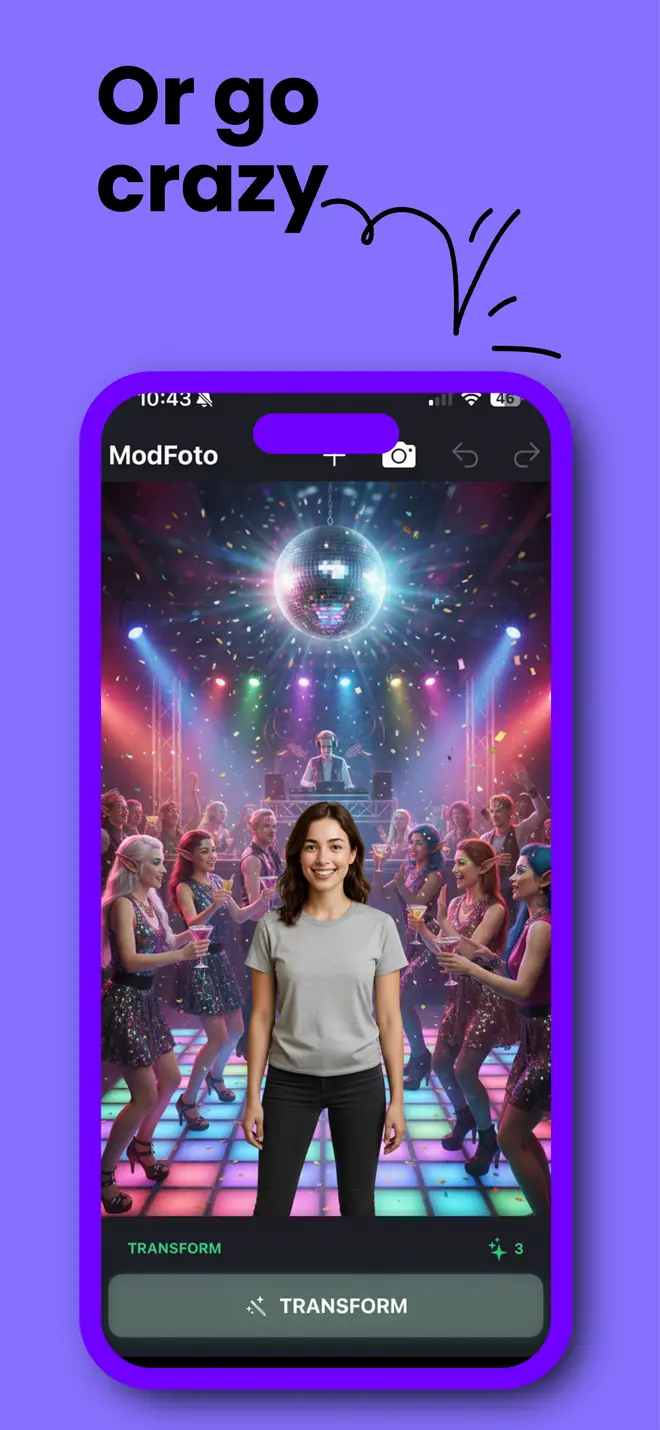 Or go crazy: the woman dropped onto a packed disco dance floor
