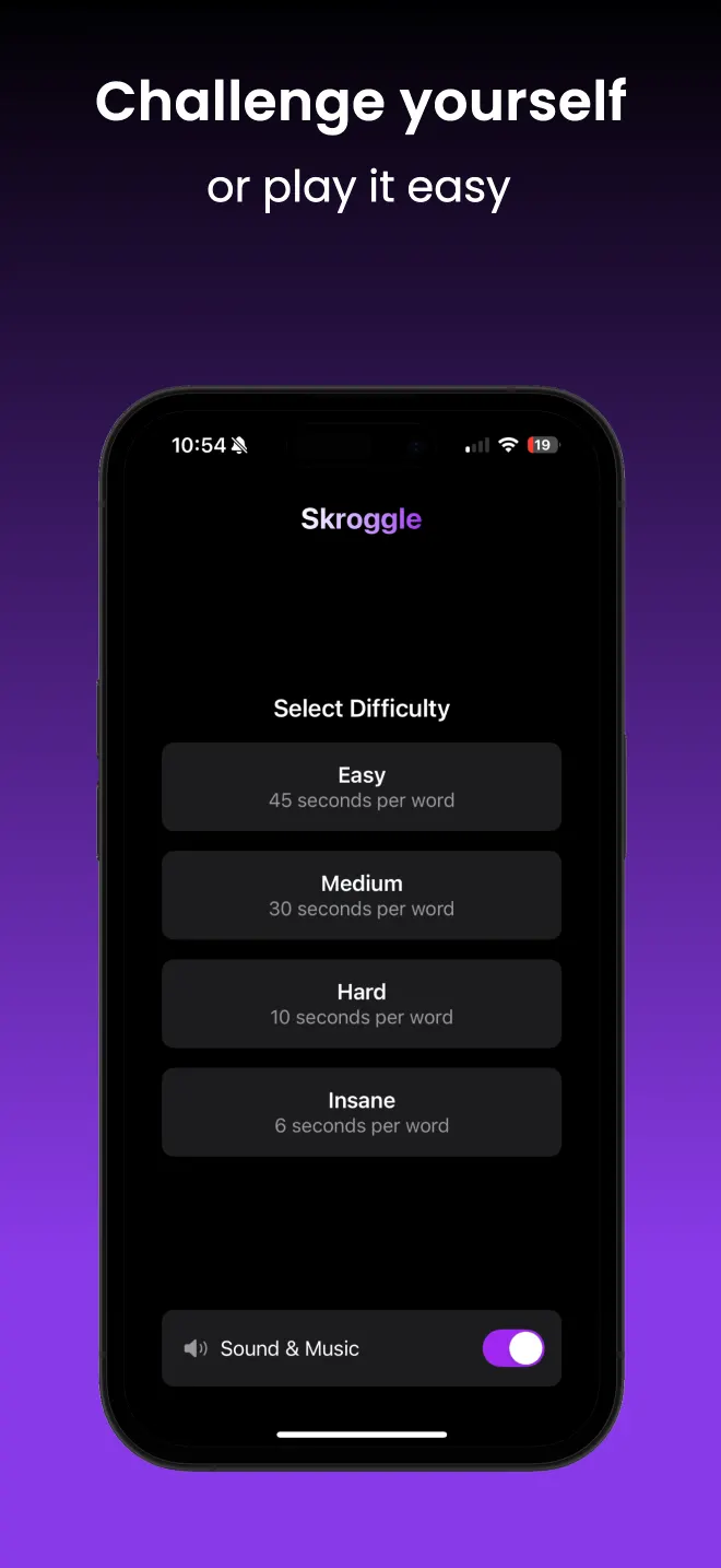 Difficulty selection: Easy, Medium, Hard and Insane